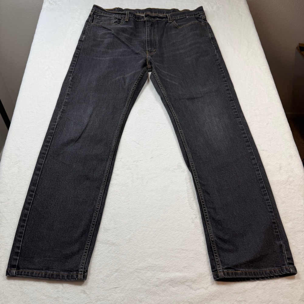Levi's 505 Regular Fit Jeans Mens W40 L32 Black‎ Good Straight Leg Denim